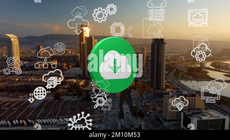 Cloud Computing diagram Network Data Storage Technology Service Stock Photo