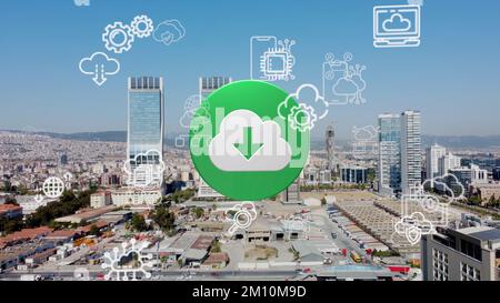 Cloud computing concept. Communication network. Stock Photo