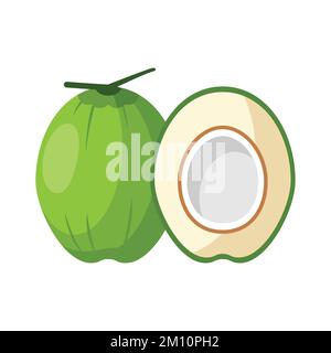 Coconut Flat design clip art vector illustration isolated on a white background Stock Vector