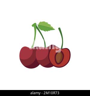 Bing Cherry Flat design clip art vector illustration isolated on a white background Stock Vector