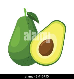 Avocado Flat design clip art vector illustration isolated on a white background Stock Vector