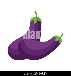Aubergine Flat design clip art vector illustration isolated on a white background Stock Vector