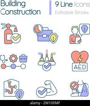 Building construction RGB color icons set Stock Vector