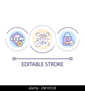 Biometric authentication loop concept icon Stock Vector