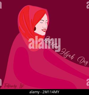 World Hijab day on february 1 international day celebration and greeting design. Stock Vector