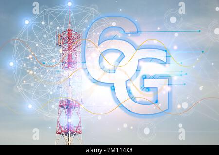 6G network concept, high speed mobile internet New age network, business concept, modern technology internet and network Stock Photo