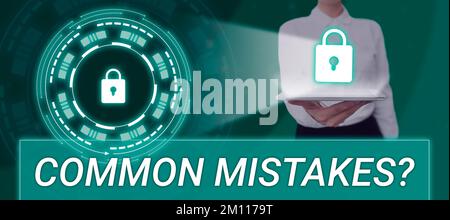 Handwriting text Common Mistakes. Conceptual photo repeat act or judgement misguided or wrong Stock Photo