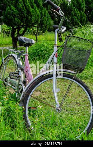 Taiwan, JUN 19 2010 - Close up shot of a pink bike Stock Photo