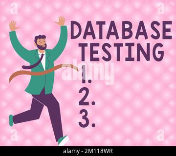 Hand writing sign Database Testing. Concept meaning involves the retrieved values from the database by the web Stock Photo