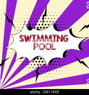 Inspiration showing sign Swimming Pool. Business idea Structure designed to hold water for leisure activities Stock Photo