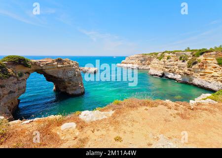 Panorama of Sea Cliffs in Algarve, Portugal Stock Photo