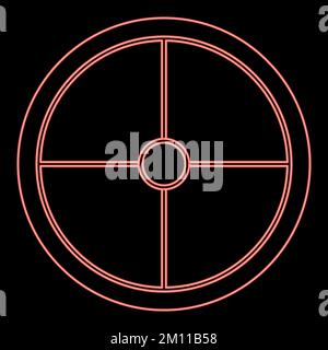 Neon viking shield red color vector illustration image flat style light Stock Vector