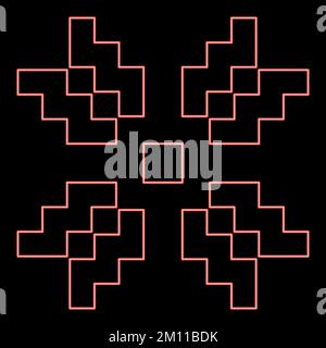 Neon scandinavian pattern red color vector illustration image flat style light Stock Vector