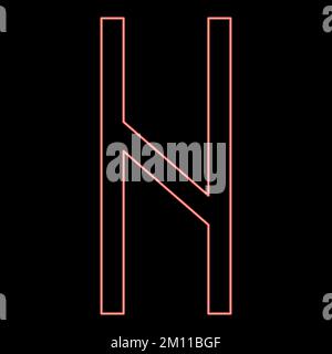 Neon hagalaz rune Hagall hail havos red color vector illustration image flat style light Stock Vector