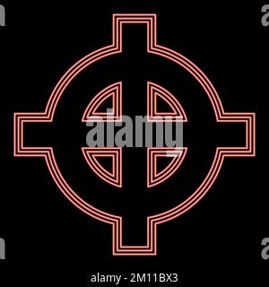 Neon celtic cross white superiority red color vector illustration image flat style light Stock Vector