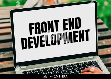 Writing displaying text Front End Development. Business showcase Altering data to graphical interface for user to view Stock Photo