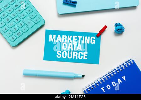 Writing displaying text Marketing Data Source. Internet Concept connection set up to a database from a server Stock Photo