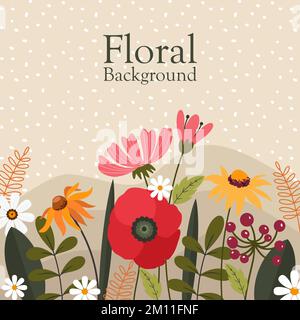 cartoon flat flower background in vector and illustration Stock Vector
