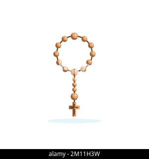 Isolated rosary to Pray. Religious concept. Vector illustration Stock Vector