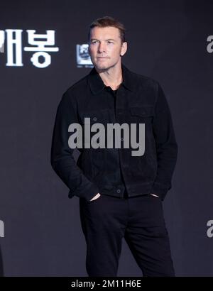 Seoul, South Korea. 9th Dec, 2022. Australian actor Sam Worthington during a press conference to the film Avatar: The Way of Water promote in Seoul, South Korea on December 9, 2022. The movie is to be released in South Korea on December 14. (Photo by Lee Young-ho/Sipa USA) Credit: Sipa USA/Alamy Live News Stock Photo