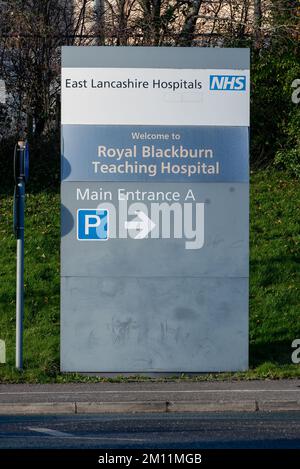 Taken at Royal Blackburn Teaching Hospital, Blackburn, Lancashire, UK on 9 Dec 2022. Direction signs and information for hospital staff and visitors. Stock Photo