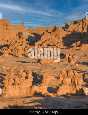 Hundreds of hoodoos, known locally at goblins, in Goblin Valley State Park near Hanksville, Utah Stock Photo