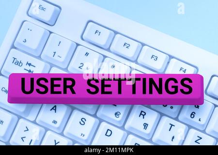 Hand writing sign User Settings. Conceptual photo Configuration of appearance Operating System Personalized Stock Photo
