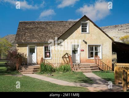 House at the Gifford Homestead on Scenic Drive in Capitol Reef National Park, Utah. The Gifford House in known for its homemade fruit pies. Stock Photo