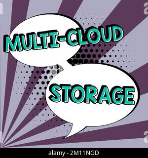 Hand writing sign Multi Cloud Storage. Business showcase use of multiple cloud computing and storage services Stock Photo