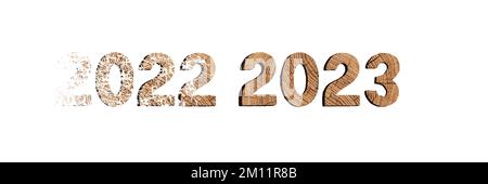 Year 2022 2023 made of wood