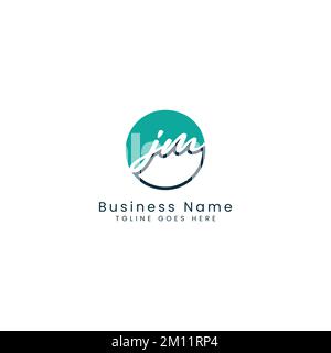 J M JM Initial letter handwritten and signature vector image template in round shape logo Stock Vector