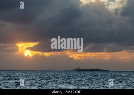 Sunrise over the ocean near Mahébourg, Mauritius Island, Africa Stock Photo