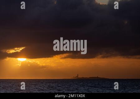 Sunrise over the ocean near Mahébourg, Mauritius Island, Africa Stock Photo