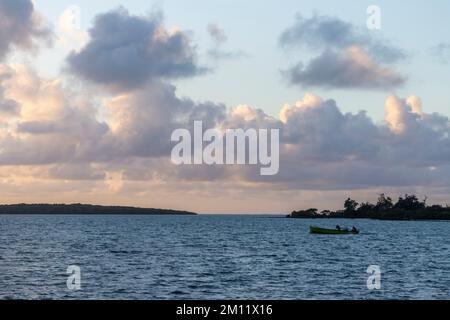 Sunrise over the ocean near Mahébourg, Mauritius Island, Africa Stock Photo