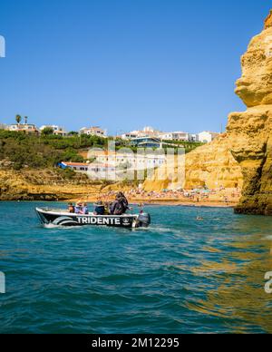 Boat trip along the coast, Corvoeiro, Algarve, Portugal, Europe Stock Photo