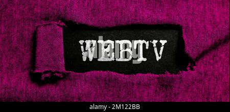 Conceptual display Webtv. Business approach Internet transmission programs produced both online and traditional Stock Photo
