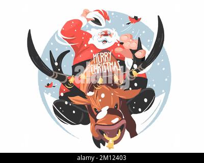Funny Santa Claus Merry Christmas tree Happy New Year Celebration Gift Christmas Postcard Christmas Website illustration 3D christmas illustration Stock Photo
