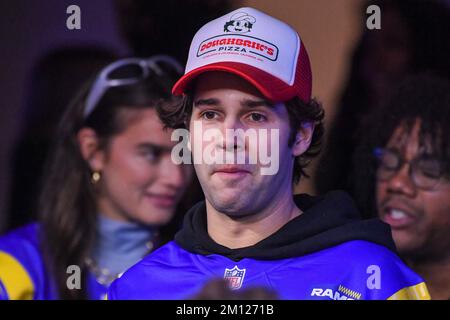 YouTube personality David Dobrik attends an NFL game between the Los Angeles Rams and the Las Vegas Raiders on Thursday, Dec. 8, 2022, in Inglewood, Calif. (Dylan Stewart/Image of Sport) Stock Photo