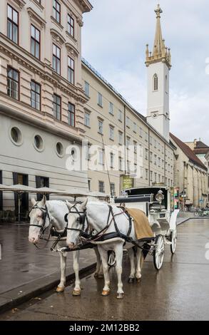 Lipizzaner horses and carriage on the street in Vienna, Austria Stock Photo