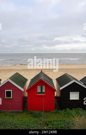 Southwold United Kingdom 23, November 2022 Colourful Beach huts in Southwold Suffolk Stock Photo