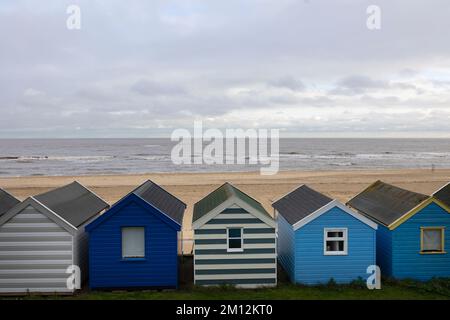 Southwold United Kingdom 23, November 2022 Colourful Beach huts in Southwold Suffolk Stock Photo