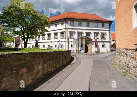 Castle of the Teutonic Order in the historic, listed old town of Münnerstadt, Lower Franconia, Bavaria, Germany Stock Photo