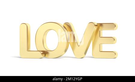 Word love isolated on white background. Gold. 3d illustration. Stock Photo