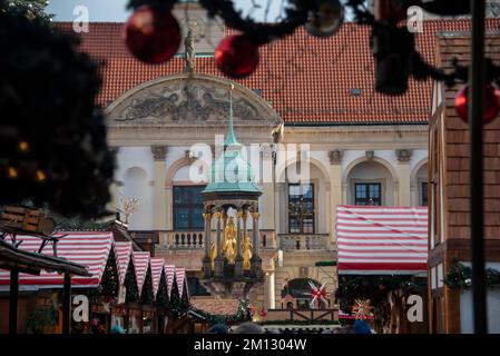 Christmas market, Magdeburg, Saxony-Anhalt, Germany Stock Photo