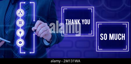 Conceptual display Thank You So Much. Business concept Expression of Gratitude Greetings of Appreciation Stock Photo
