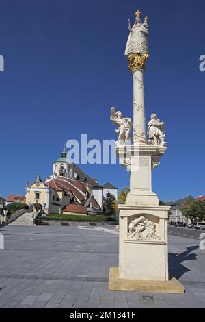 Calvary Square with Haydn Church, Mountain Church and Marian Column, Obelisk, Column, Eisenstadt, Burgenland, Austria, Europe Stock Photo