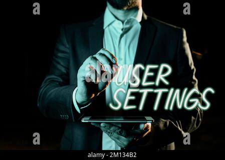 Inspiration showing sign User Settings. Internet Concept Configuration of appearance Operating System Personalized Stock Photo