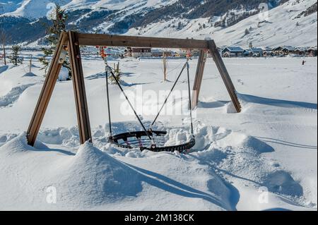 Heavy snowfall in the mountain village Stock Photo