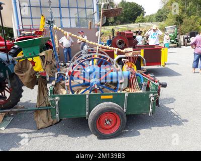 Tractor exhibition in Detmold. Green little trailer Stock Photo
