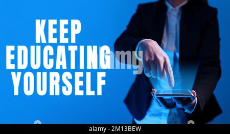Text showing inspiration Keep Educating Yourself. Business idea dont stop studying Improve yourself using Courses Stock Photo